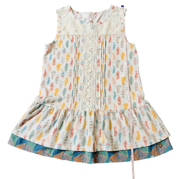 MATILDA JANE 365 GIRLS CASUAL SLEEVELESS DRESS WITH FEATHER PATTERN SIZE 12 - Picture 6 of 7